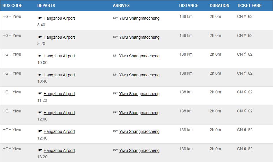 Bus from Hangzhou to Yiwu