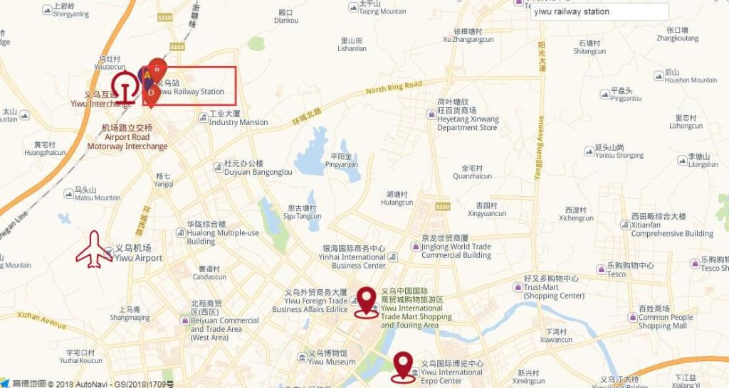 Yiwu AirportRailway Station on Map